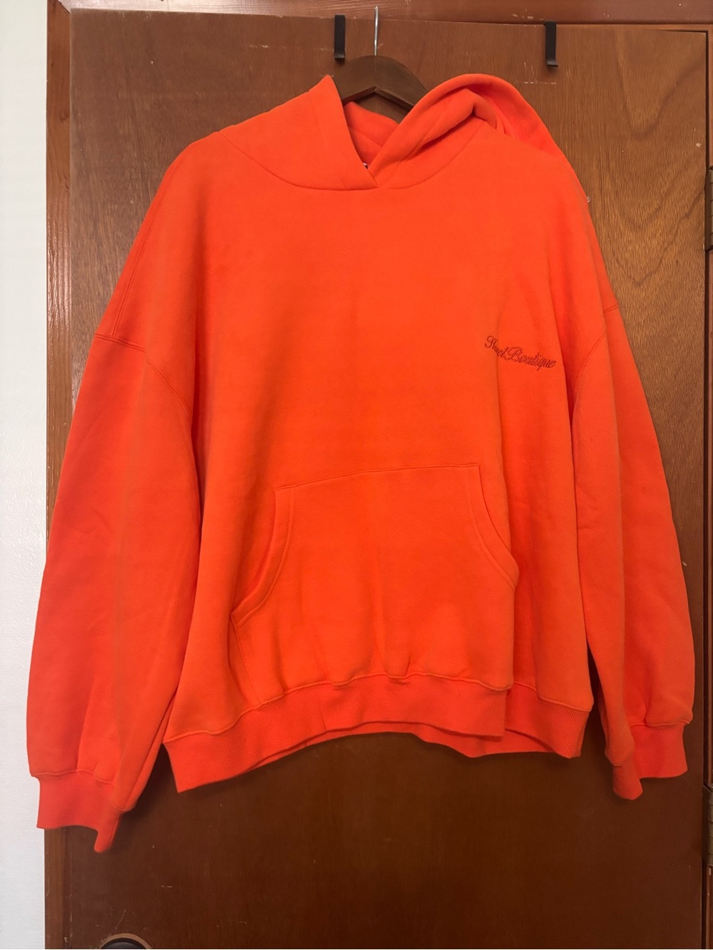 Hazel Boutique Orange Oversized Hoodie Women 2X Embroidered Pullover Sweatshirt